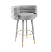 Betty Grey Velvet Barstool Model: TOV-D6452